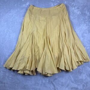 Fei Anthropologie Yellow Cotton Gauze Smocked Midi Skirt Womens Size M Boho*